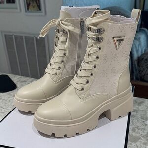 Guess Beige Lace-Up Boots